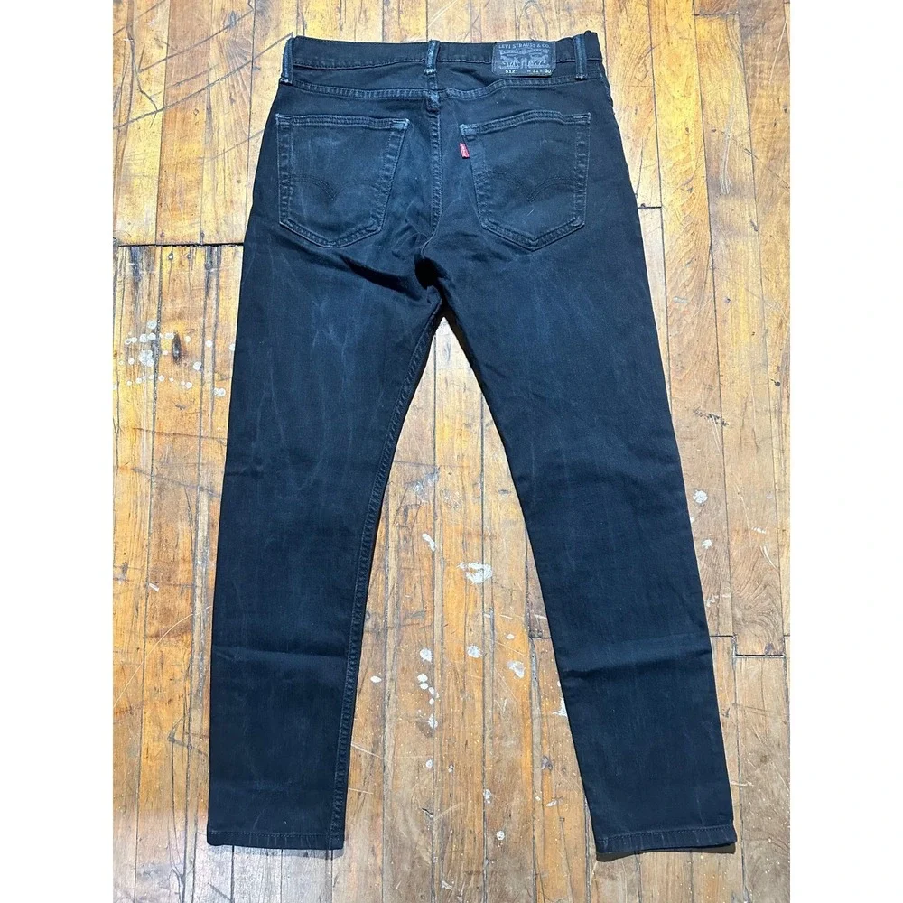 Levi's 512 Jeans Men's Size 31x30 Black Denim Slim Fit‎ Flat Front Straight Leg
